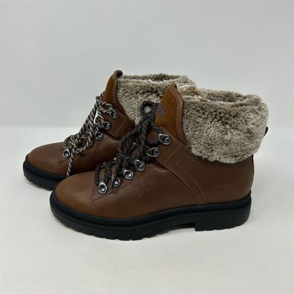 Cougar Brown Waterproof Leather Faux Fur Lace-Up Combat Boots Size 6.5-7** - Picture 13 of 15